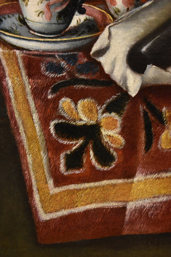 Giacomo Nani (Porto Ercole 1698 - Napoli 1770), Natura morta con fiori, alzata con cristalli...