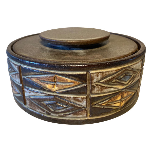 Enamelled ceramic box by Alexandre Kostanda (1921-2007)