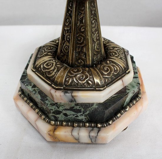  Marble and Bronze Mantel Set, Art Deco - 1940