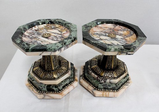  Marble and Bronze Mantel Set, Art Deco - 1940