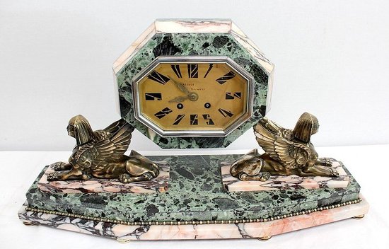  Marble and Bronze Mantel Set, Art Deco - 1940