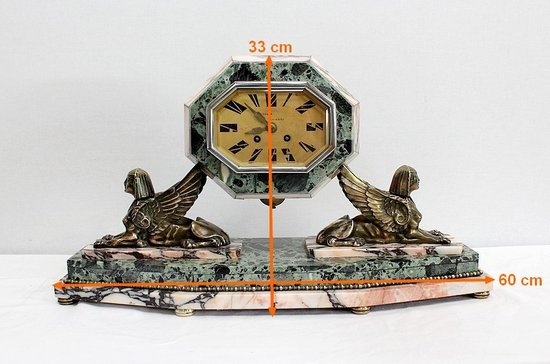  Marble and Bronze Mantel Set, Art Deco - 1940