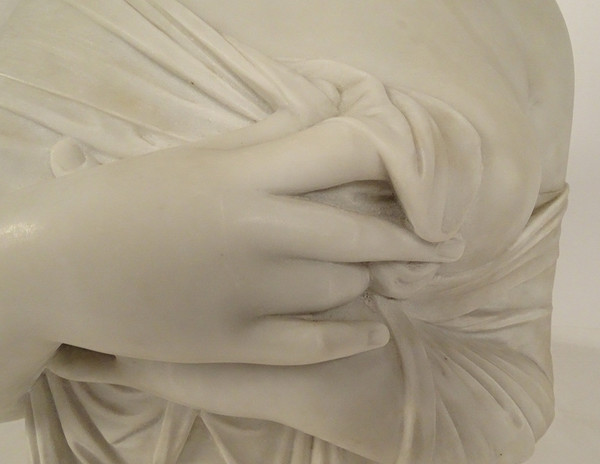 Busto scolpito di Mme Récamier in marmo di Carrara secondo Joseph Chinard XIX secolo