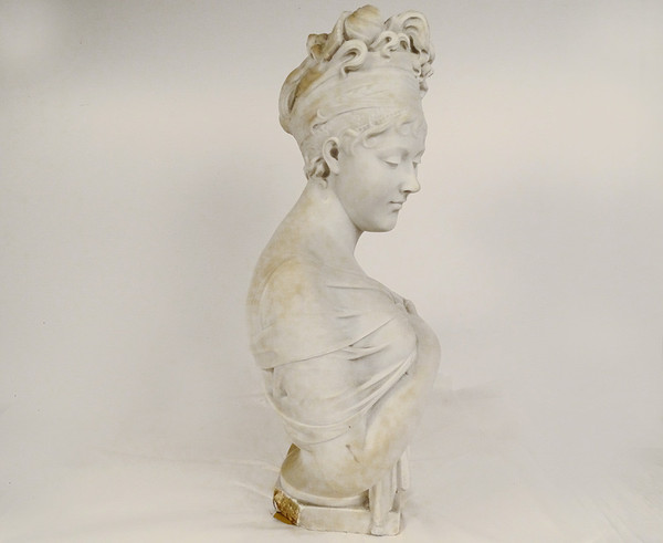 Busto scolpito di Mme Récamier in marmo di Carrara secondo Joseph Chinard XIX secolo
