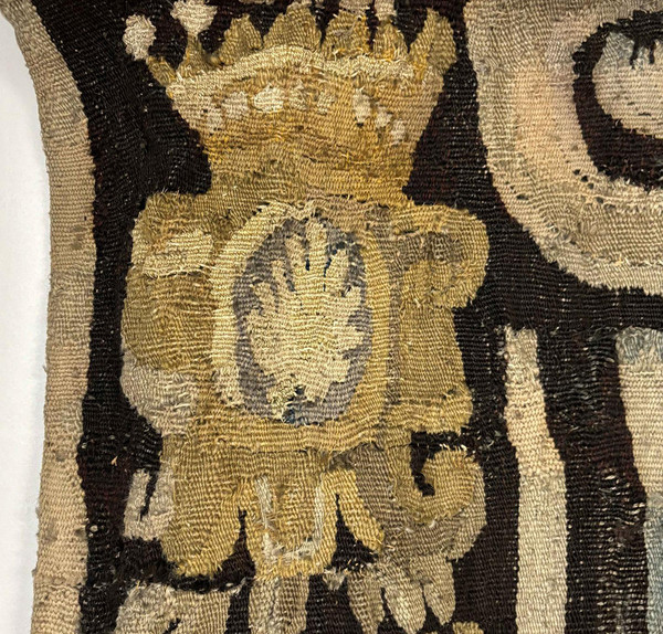 Large Aubusson tapestry characters Dance landscape castle coat of arms 17th century