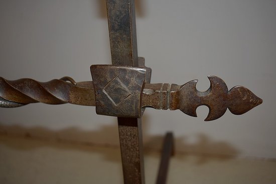  Paire de Chenets en Fer Forgé Fin XIXe 