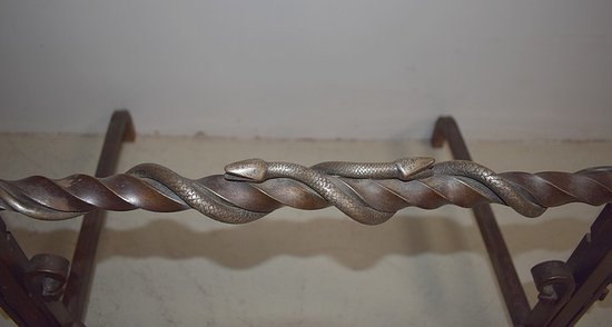  Paire de Chenets en Fer Forgé Fin XIXe 