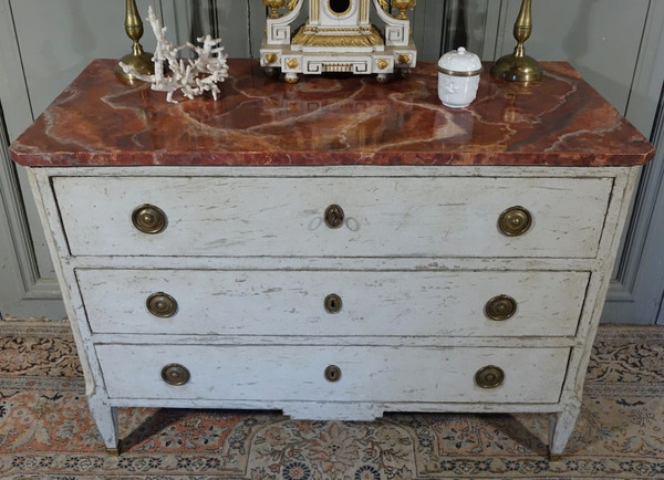 Cassettiera Luigi XVI Directoire con piano in finto marmo