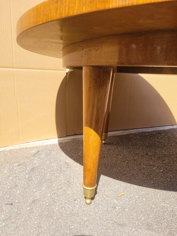 Großer runder Couchtisch aus Holzintarsien