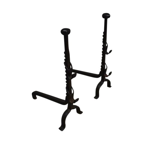  Pair of Wrought Iron Chenets - End of XIXth century