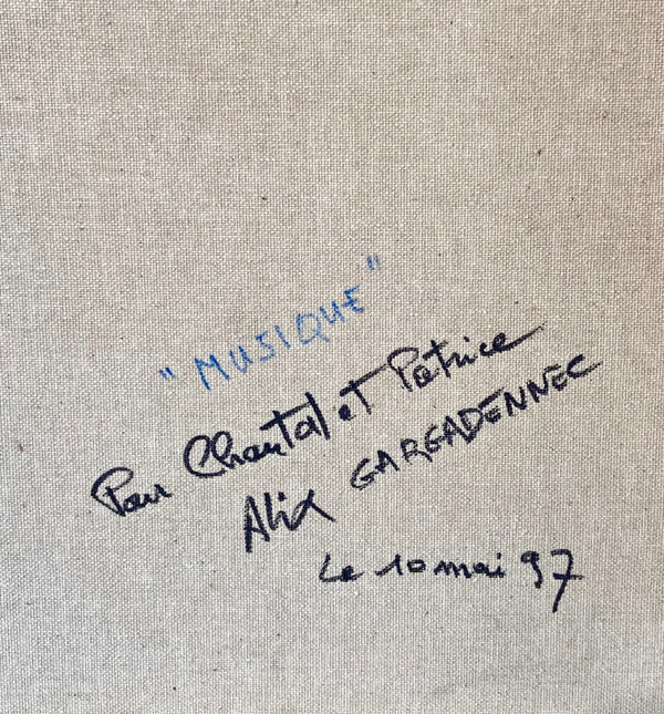 Alix Fevre-gargadennec Dite Alix, Huile Sur Toile Titrée Au Dos « Musique » Et Dédicacée, 1997.