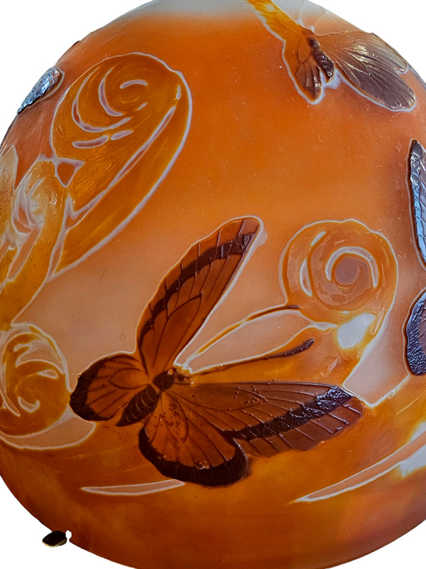 Emile Gallé Grande Lampe Champignon Art Nouveau "Papillons"