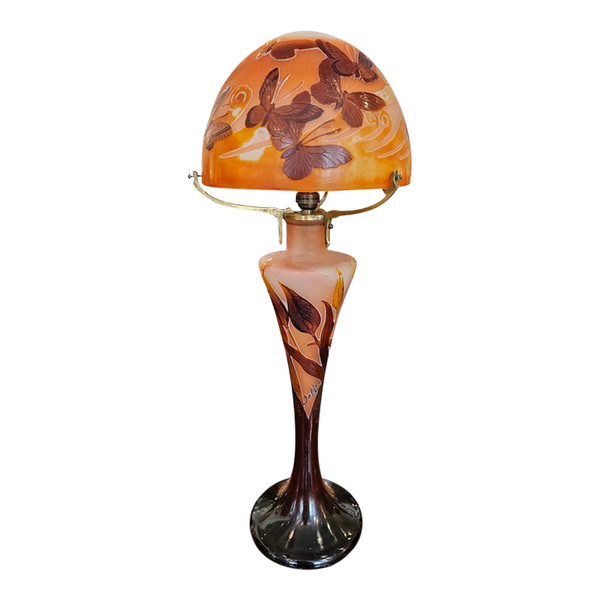 Emile Gallé Grande Lampe Champignon Art Nouveau "Papillons"