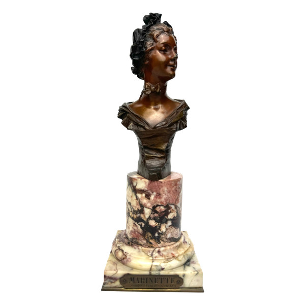 Georges Van der Straeten Bronze bust of "Marinette".