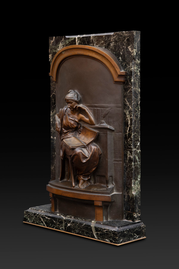 Louis-Ernest Barrias (1841 – 1905) bassorilievo in bronzo "La Lettrice"