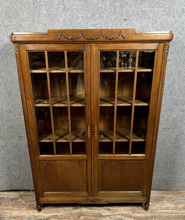 Louis XVI style oak bookcase circa 1880
