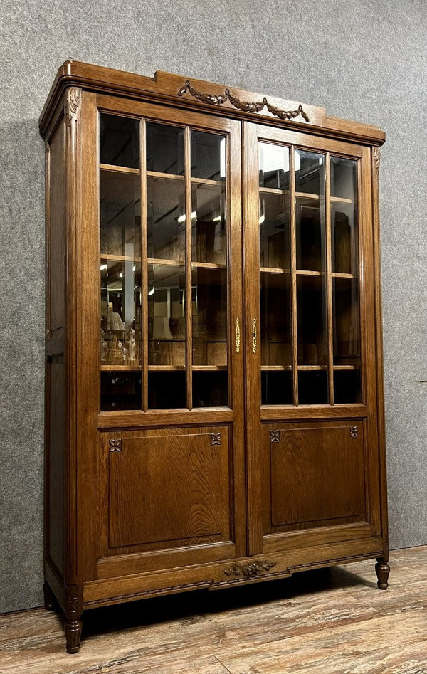Louis XVI style oak bookcase circa 1880