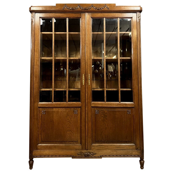 Louis XVI style oak bookcase circa 1880