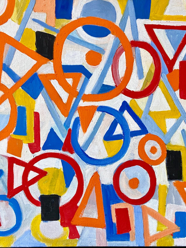 Andrée Simon (1896-1981), Abstract Composition, Oil on Canvas, 1976.