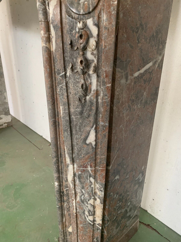 Louis XV style mantel in red Breche marble XIX century