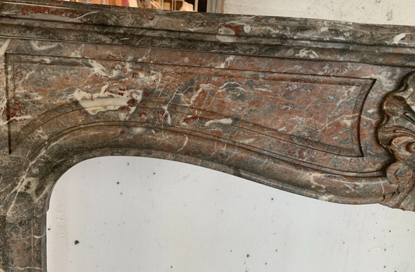 Louis XV style mantel in red Breche marble XIX century