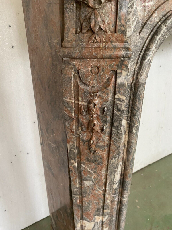 Louis XV style mantel in red Breche marble XIX century