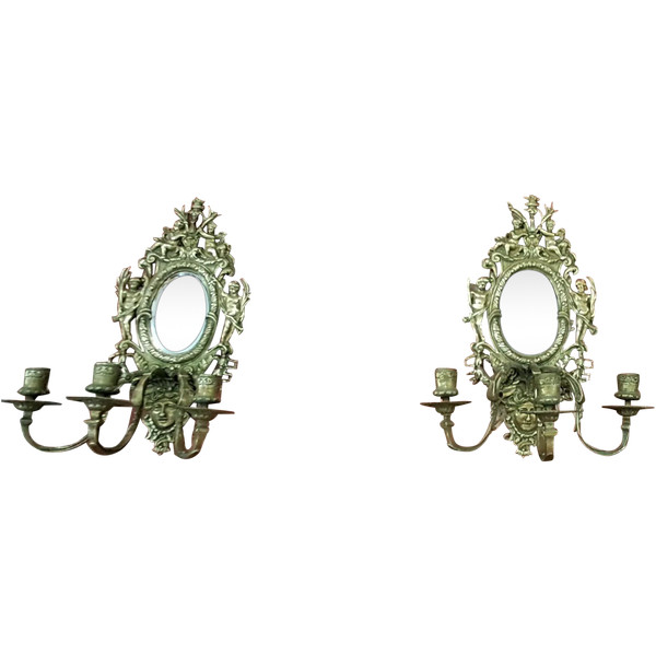 Paire d appliques laiton massif 38 x 18