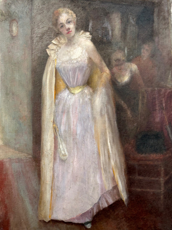 Grand Tableau Huile Sur Toile Fin XIXéme Non Signé H 116 Cm