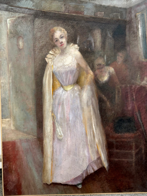Grand Tableau Huile Sur Toile Fin XIXéme Non Signé H 116 Cm