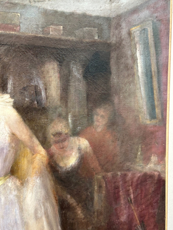 Grand Tableau Huile Sur Toile Fin XIXéme Non Signé H 116 Cm