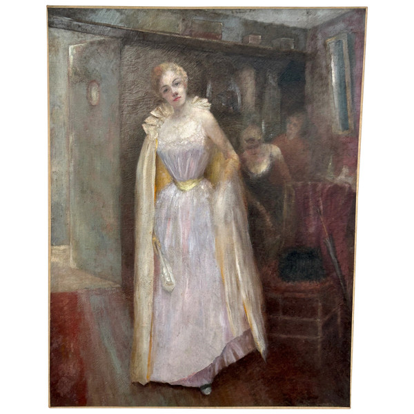 Grand Tableau Huile Sur Toile Fin XIXéme Non Signé H 116 Cm
