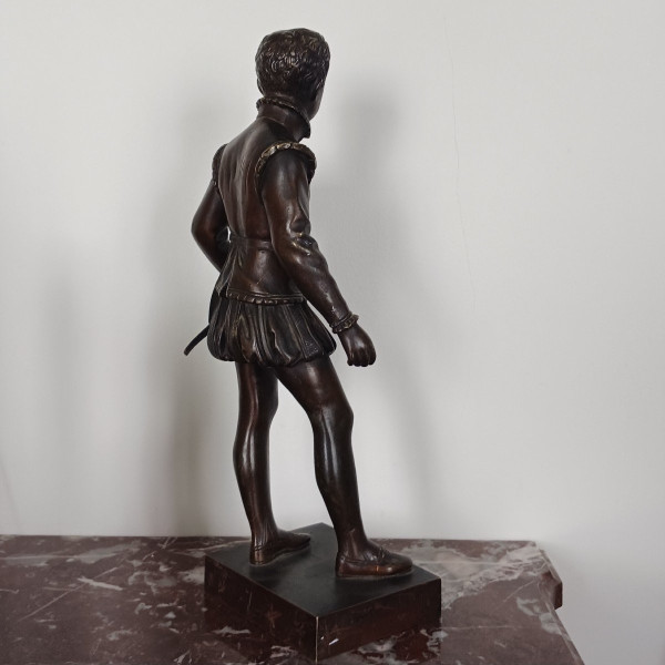 Barone Bosio, dopo - grande figura in bronzo di Enrico IV da bambino - patina di medaglia