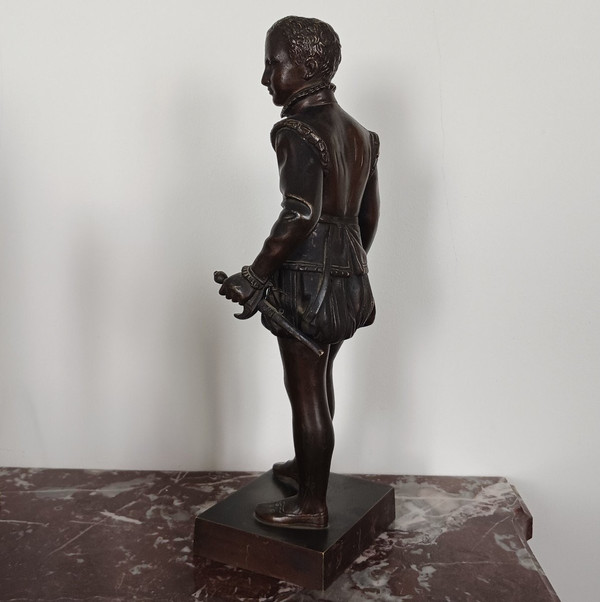 Barone Bosio, dopo - grande figura in bronzo di Enrico IV da bambino - patina di medaglia