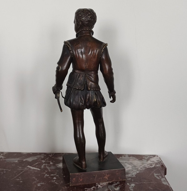 Barone Bosio, dopo - grande figura in bronzo di Enrico IV da bambino - patina di medaglia