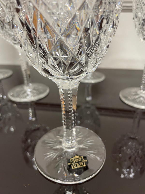 Saint Louis Modèle Florence - 6 Verres à Eau En Cristal H: 18 cm