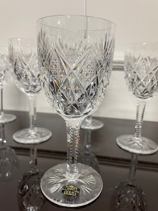 Saint Louis Modèle Florence - 6 Verres à Eau En Cristal H: 18 cm