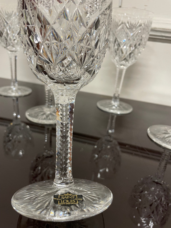 Saint Louis Modèle Florence - 6 Verres à Eau En Cristal H: 18 cm