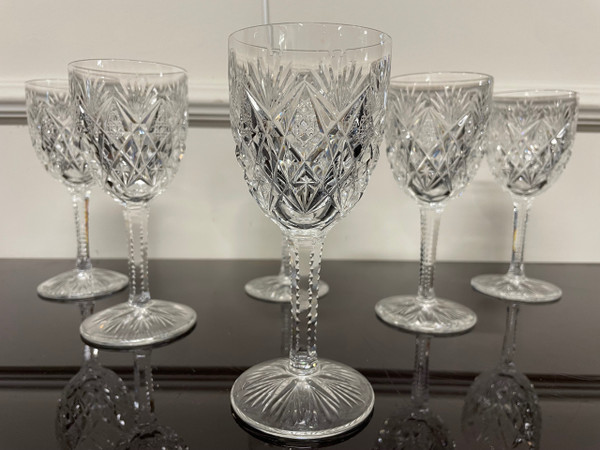 Saint Louis Modèle Florence - 6 Crystal Wine Glasses H: 16,5 Cm