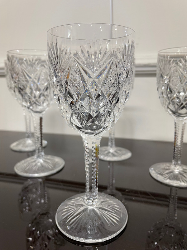 Saint Louis Modèle Florence - 6 Crystal Wine Glasses H: 16,5 Cm