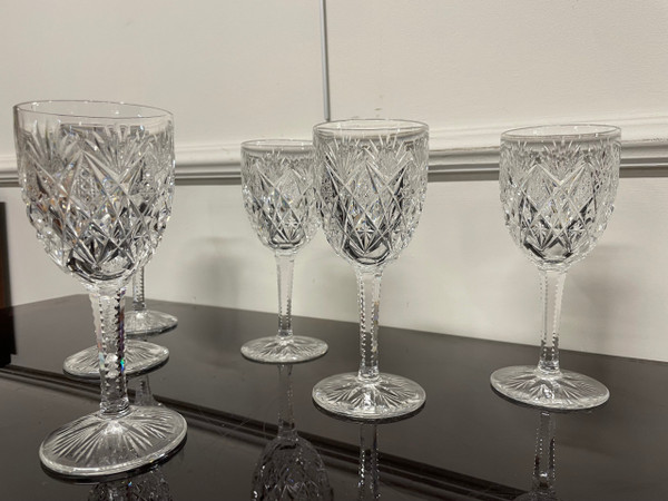 Saint Louis Modèle Florence - 6 Crystal Wine Glasses H: 16,5 Cm