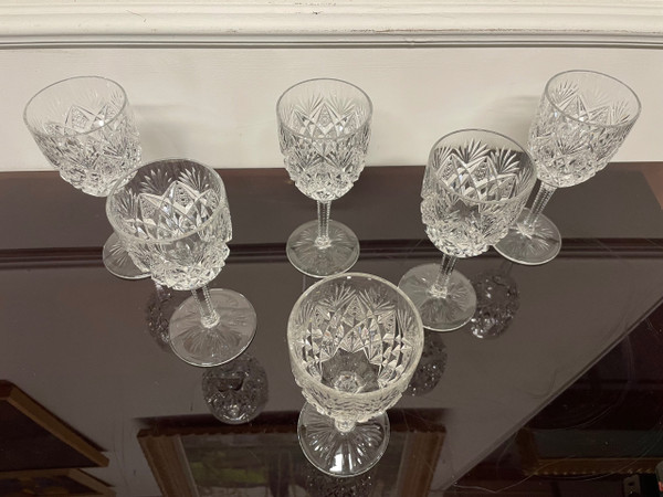 Saint Louis Modèle Florence - 6 Crystal Wine Glasses H: 16,5 Cm