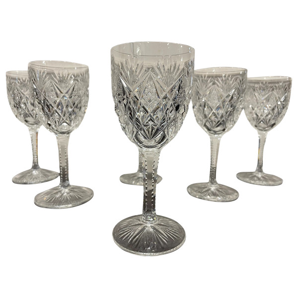 Saint Louis Modèle Florence - 6 Crystal Wine Glasses H: 16,5 Cm