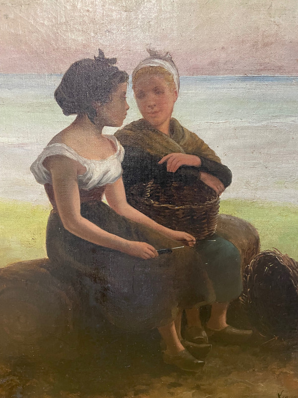 Le Ramassage De Moules - Bretonnes - Hyacinthe Florentin Lepesqueur