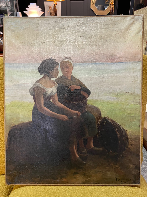 Le Ramassage De Moules - Bretonnes - Hyacinthe Florentin Lepesqueur