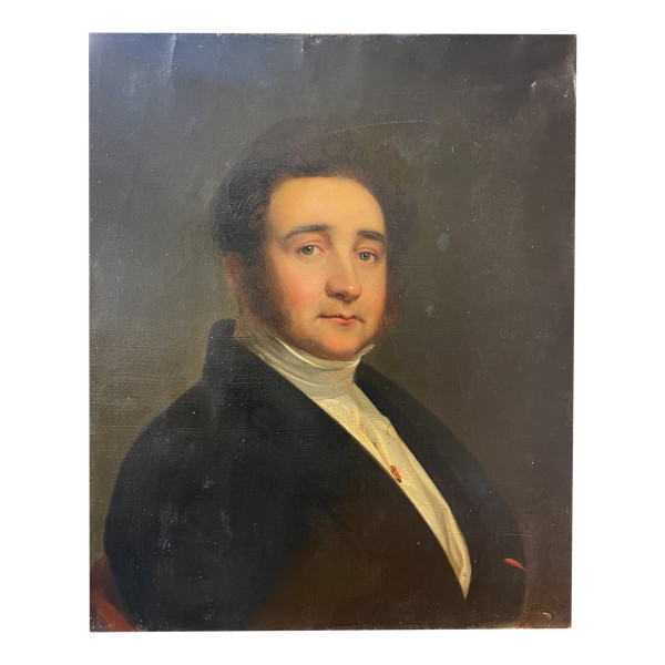 French School of the XIX- Portrait Of A Man Early 19th Century Oil On Canvas