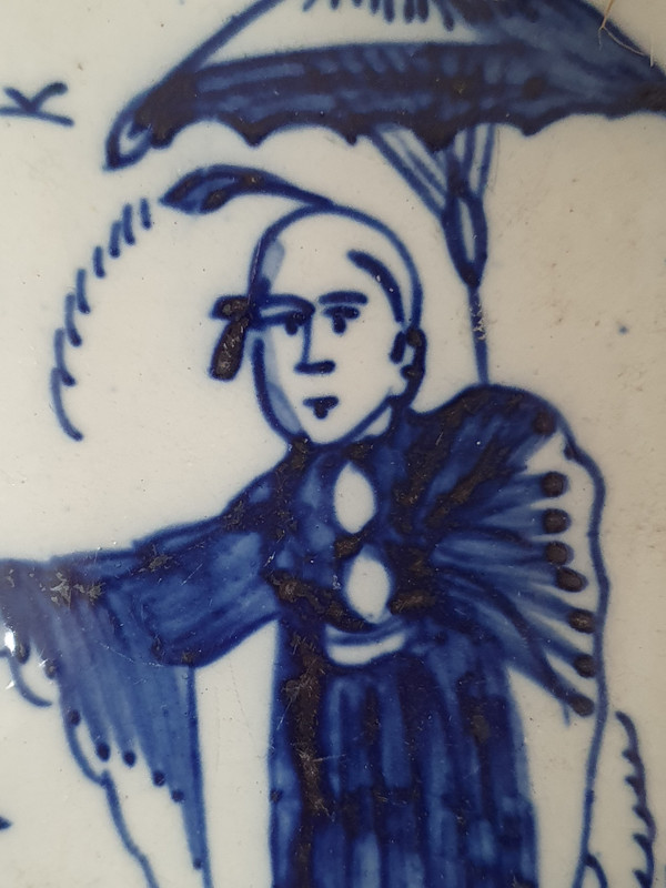 Englischer Perlengeschirrteller mit dem Muster "Long Eliza", ca. 1780er Jahre