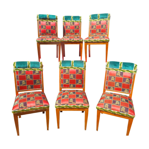 Set di 12 sedie con timbro Rosello Inizio XX secolo