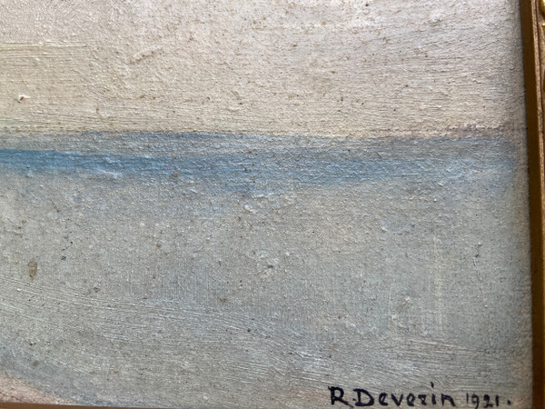Öl auf Karton 'Strand in der Normandie' von Roger DEVERIN