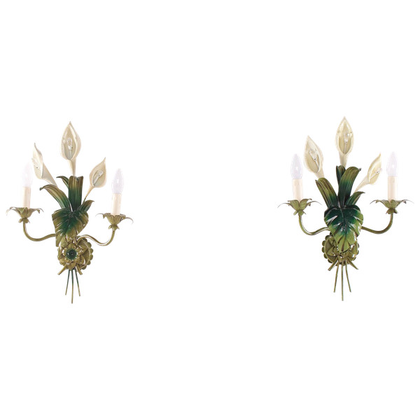 Pair of "Arums" Italian wall sconces