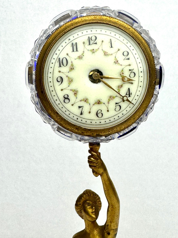 Orologio da tavolo in bronzo e cristallo Baccarat